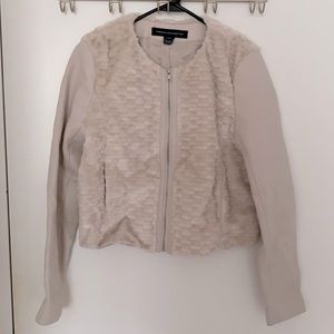 FRENCH CONNECTION Cream Jacket with Faux Fur